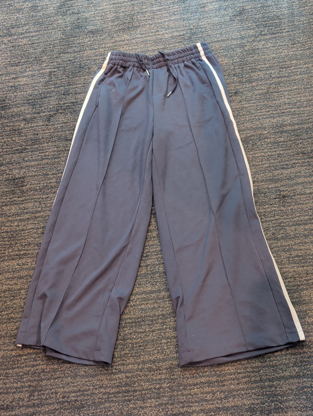 Navy Blue Track Pants with White Side Stripe